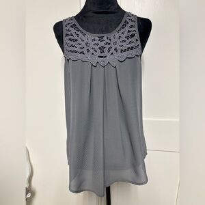 Gray Lace Detail Women's Top